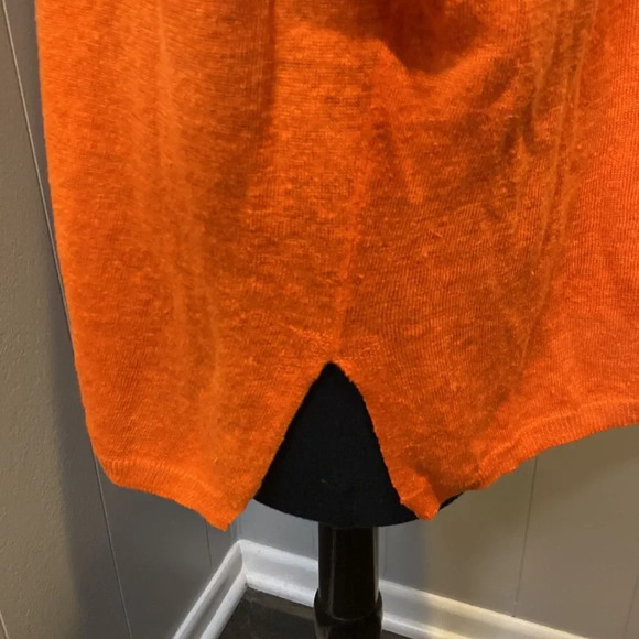 Z Vince Large Linen Orange Top Oversized Long Sleeve Knit Shirt Minimalist - Picture 5 of 8